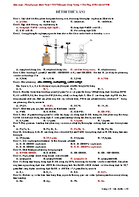 Đề thi thử lần 1 THPT Quốc gia môn Hóa học